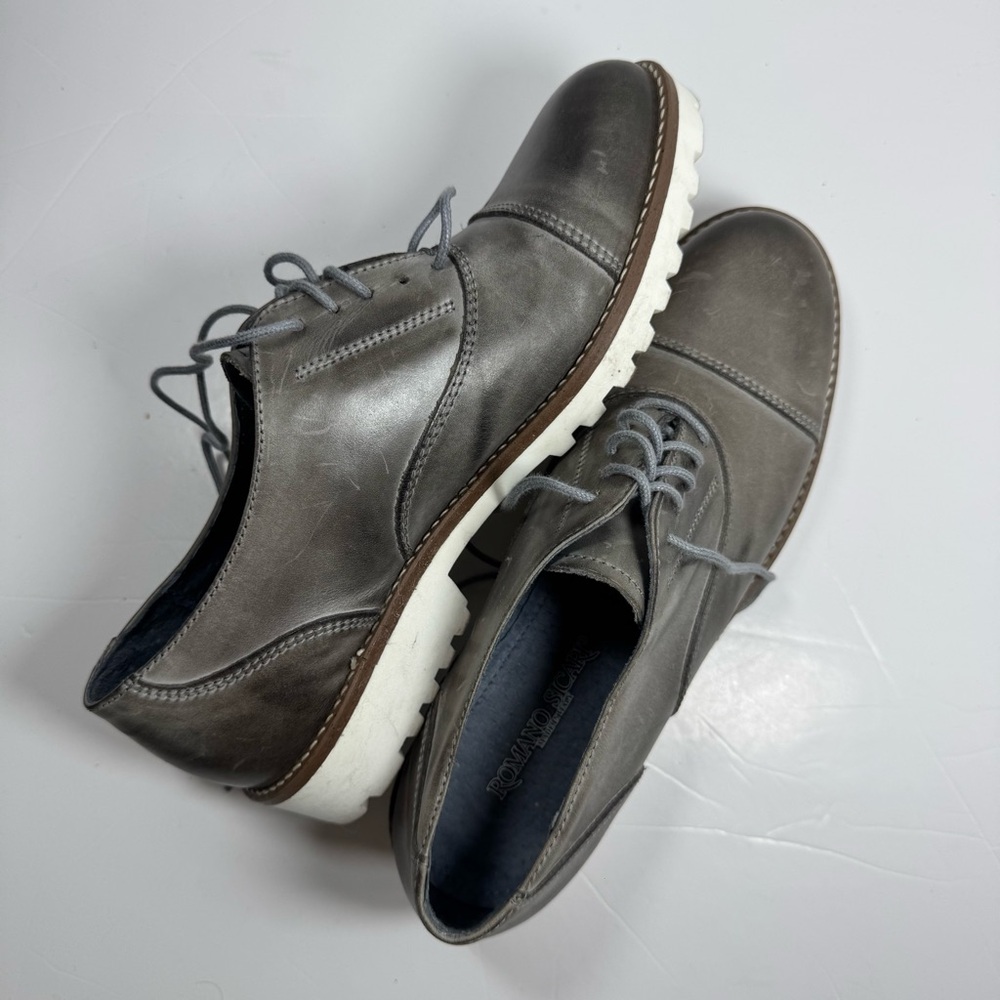 Romano Sicari Gray Leather Oxford Shoes Size 38 7.5 Women Made in Italy Academia